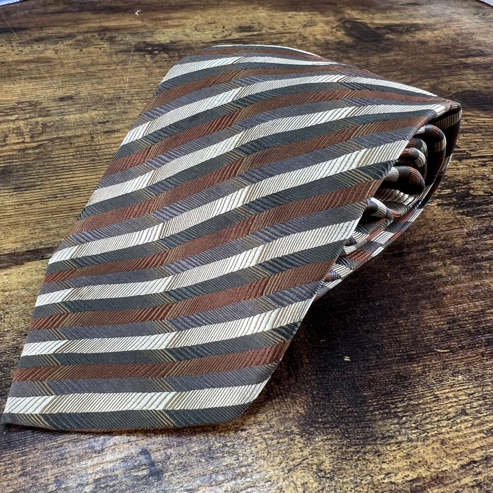 Peacock Brown Black Geometric 100% Silk Hand Made Tie 60" #623